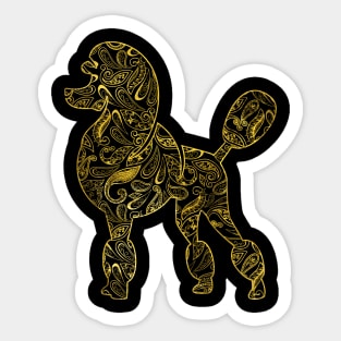 Poodle Dog in  Gold Paisley pattern Sticker